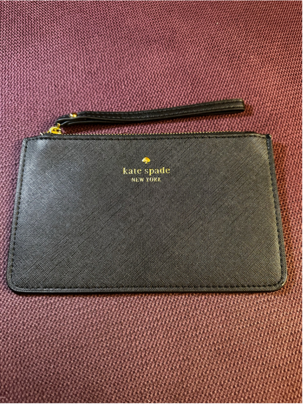 Kate Spade Black Gold Wristlet Zip Clutch